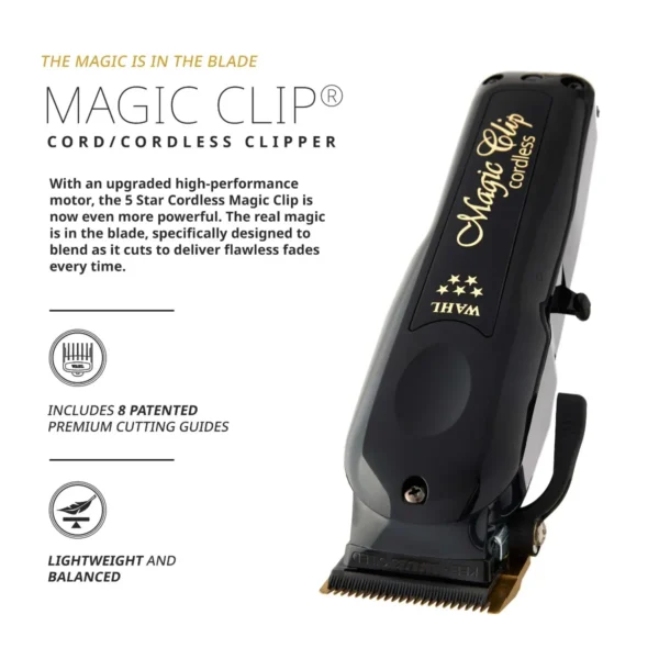 Wahl Professional 5 Star Black Cord/Cordless Magic Clip - Image 3