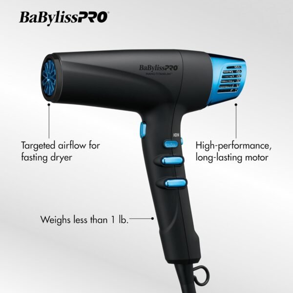 BaBylissPRO BNTMB9100 Nano Titanium Professional High - Speed Dual Ion Dryer - Image 4