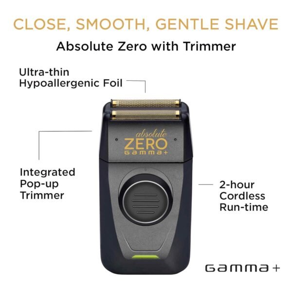 GAMMA+ GPAZF Absolute Zero Cordless Foil Shaver with Retractable Trimmer - Image 6