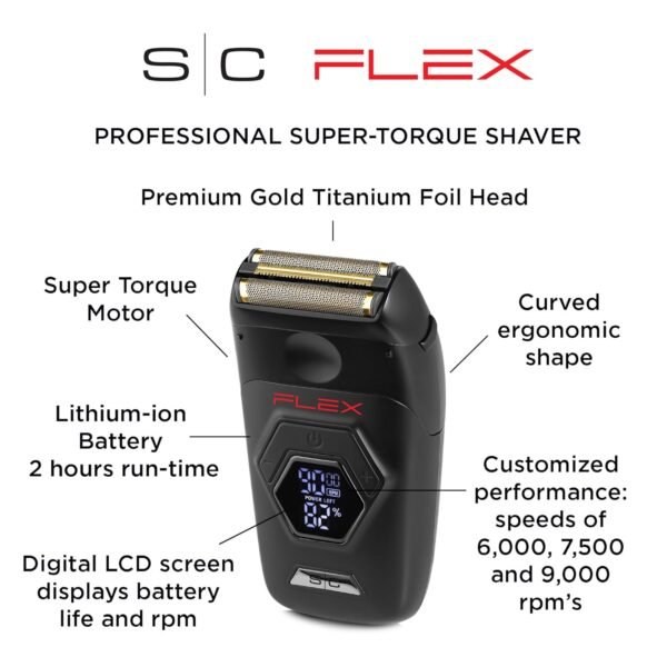 StyleCraft SC806B Flex Professional Super-Torque Shaver , Digital LCD Display with Micro-Trimmer Blade - Image 5