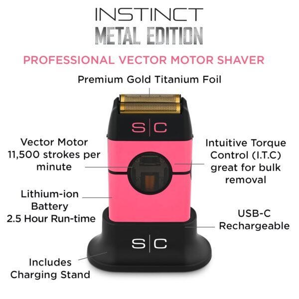 StyleCraft SC807PK Instinct Metal Edition Double Foil Shaver – IN2 Vector Motor - Image 4