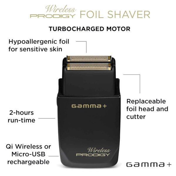 Gamma+ GPWPFS Wireless Prodigy Foil Shaver – Matte Black - Image 5
