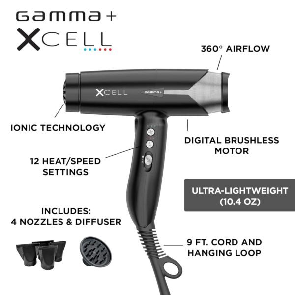 Gamma+ GPXCELL XCell Ultra-Light Digital Motor Hair Dryer - Image 4