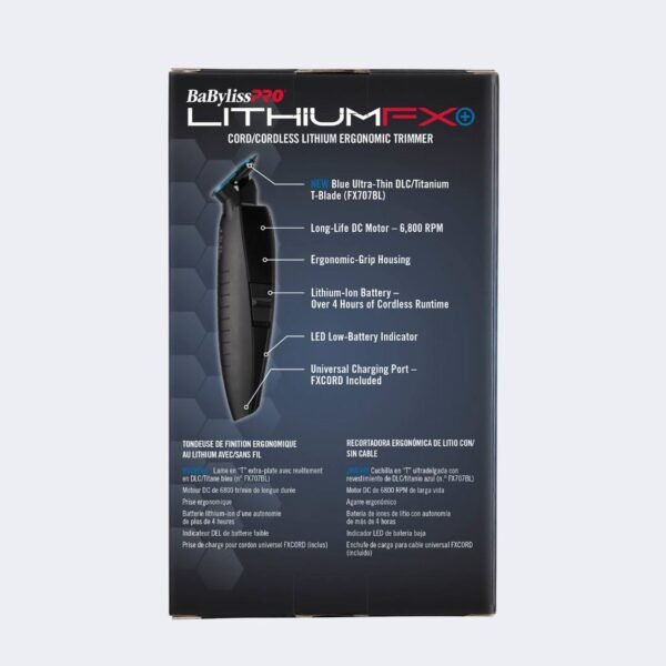 BaBylissPRO® FX773NMB & FX773N LithiumFX+ Matte Black Cord/Cordless Lithium Ergonomic Trimmer - Image 5