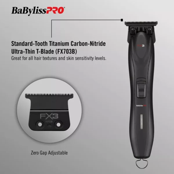 BaBylissPRO FXX3T FX3 Red High-Torque Cordless Zero-Gap T-Blade Hair Trimmer - Image 6