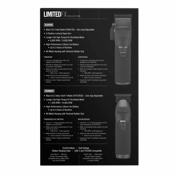 BaBylissPRO FXDUOCTMB LimitedFX Clipper & Trimmer Matte Black Collection - Image 5