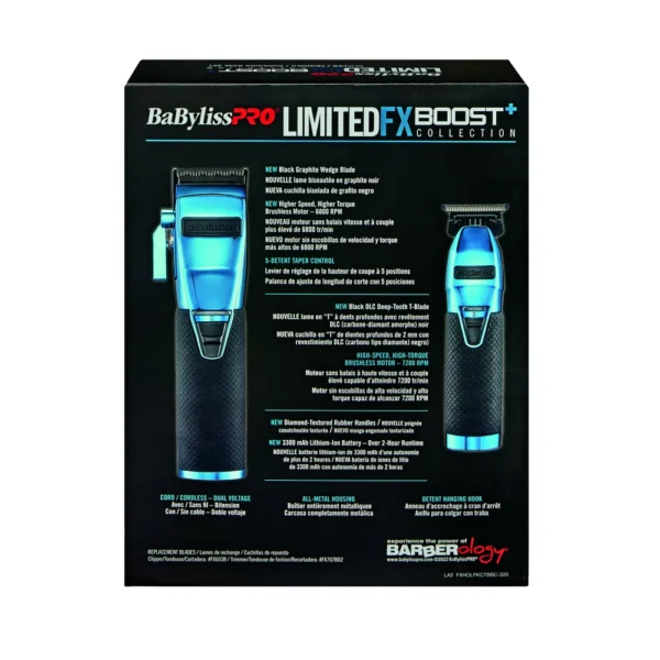 BaBylissPRO BlueFX Boost+ Limited Edition Clipper & Trimmer Set w/ Charging Base - Image 6