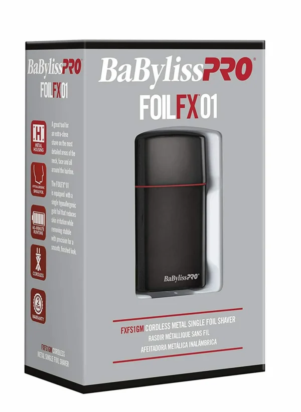 BaBylissPRO® FOILFX01 Single Foil Cordless Metal Shaver – Silver & Gunmetal (FXFS1 / FXFS1GM) - Image 9