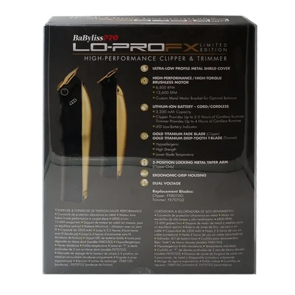 BaBylissPRO FXHOLPKLP-G Gold Lo-ProFX Clipper & Trimmer High Performance Combo - Image 7